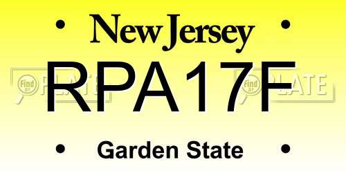 RPA17F New Jersey License Plate