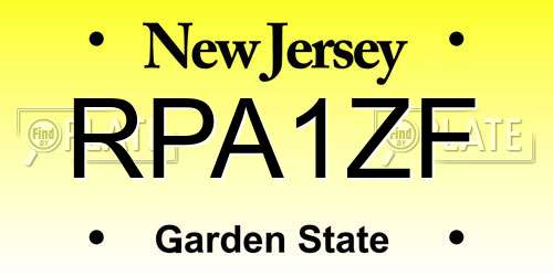 RPA1ZF New Jersey License Plate