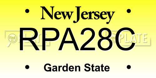 RPA28C New Jersey License Plate
