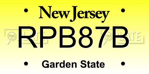 RPB87B New Jersey License Plate