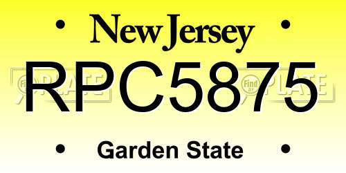 RPC5875 New Jersey License Plate