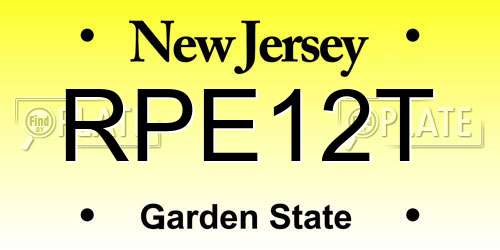 RPE12T New Jersey License Plate