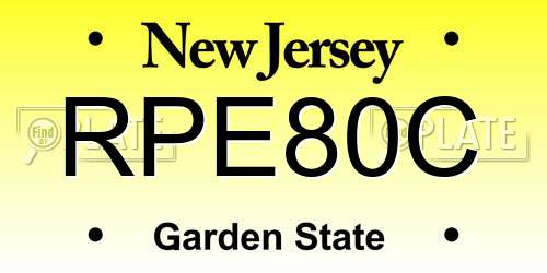 RPE80C New Jersey License Plate