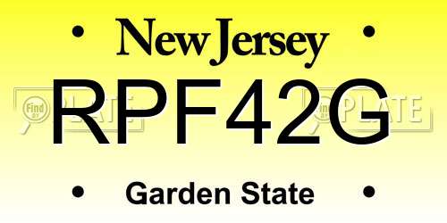 RPF42G New Jersey License Plate