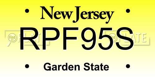 RPF95S New Jersey License Plate