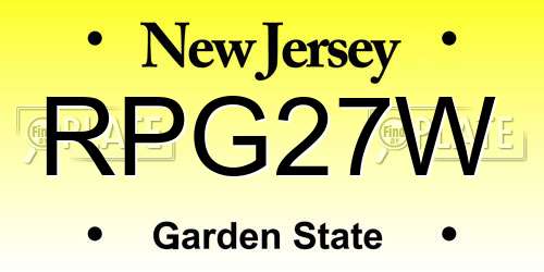 RPG27W New Jersey License Plate