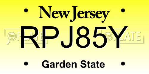RPJ85Y New Jersey License Plate