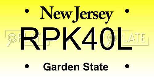 RPK40L New Jersey License Plate