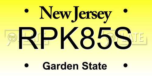 RPK85S New Jersey License Plate