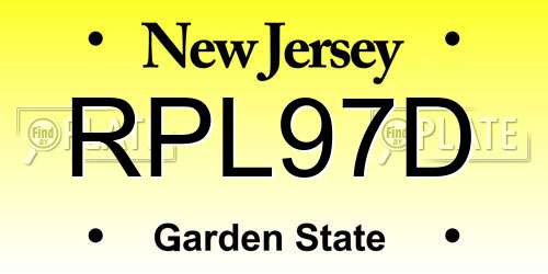 RPL97D New Jersey License Plate