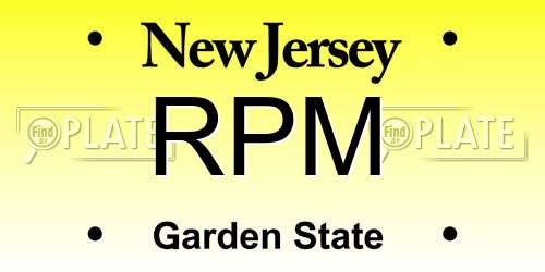 RPM New Jersey License Plate