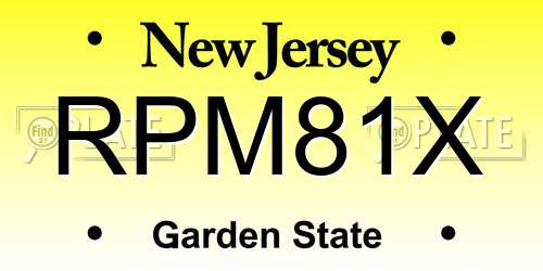 RPM81X New Jersey License Plate