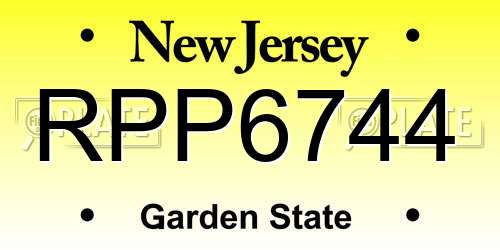 RPP6744 New Jersey License Plate
