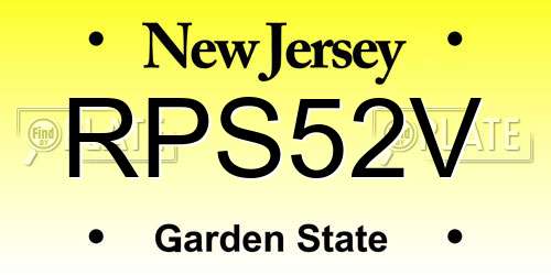 RPS52V New Jersey License Plate