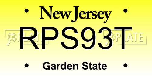RPS93T New Jersey License Plate