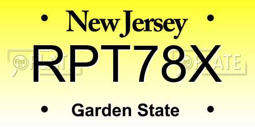 RPT78X New Jersey License Plate