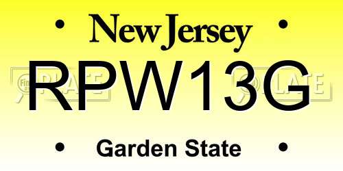 RPW13G New Jersey License Plate