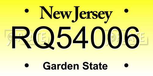 RQ54006 New Jersey License Plate