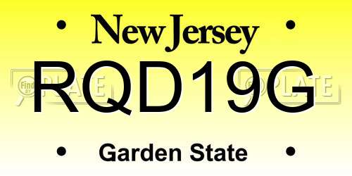 RQD19G New Jersey License Plate