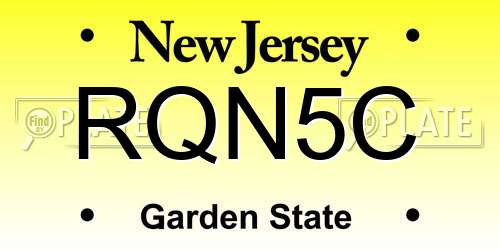 RQN5C New Jersey License Plate