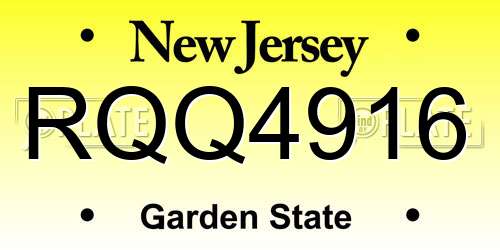RQQ4916 New Jersey License Plate
