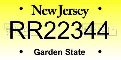 RR22344 New Jersey License Plate