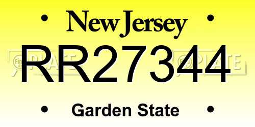 RR27344 New Jersey License Plate