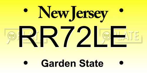 RR72LE New Jersey License Plate