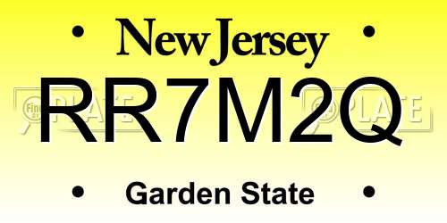 RR7M2Q New Jersey License Plate