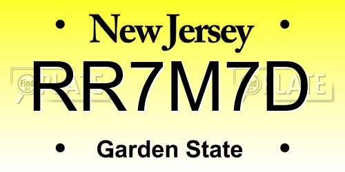RR7M7D New Jersey License Plate