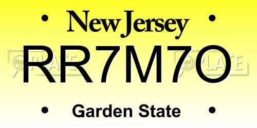 RR7M7O New Jersey License Plate