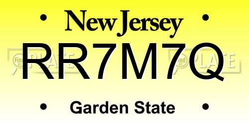 RR7M7Q New Jersey License Plate