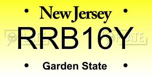 RRB16Y New Jersey License Plate