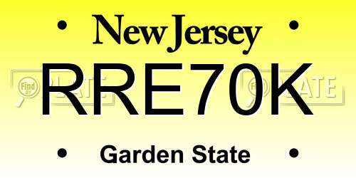 RRE70K New Jersey License Plate