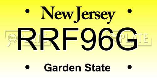 RRF96G New Jersey License Plate