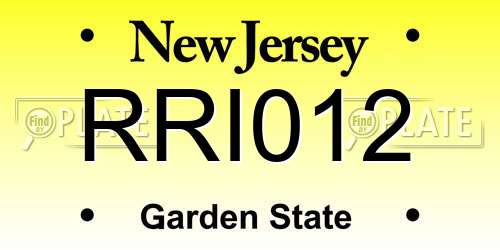 RRI012 New Jersey License Plate