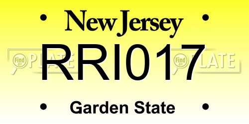 RRI017 New Jersey License Plate