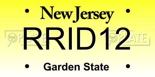 RRID12 New Jersey License Plate