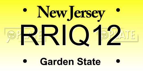 RRIQ12 New Jersey License Plate