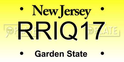 RRIQ17 New Jersey License Plate