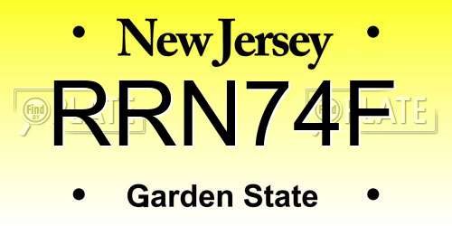 RRN74F New Jersey License Plate