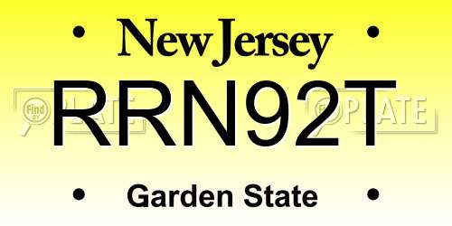RRN92T New Jersey License Plate