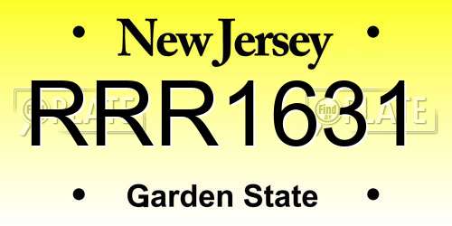 RRR1631 New Jersey License Plate