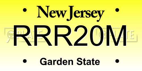RRR20M New Jersey License Plate