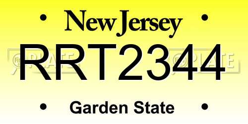 RRT2344 New Jersey License Plate
