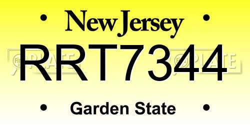 RRT7344 New Jersey License Plate