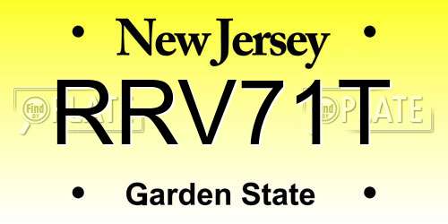 RRV71T New Jersey License Plate
