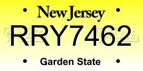 RRY7462 New Jersey License Plate
