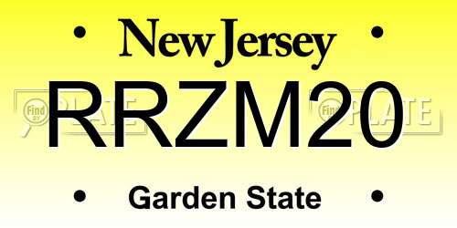 RRZM20 New Jersey License Plate