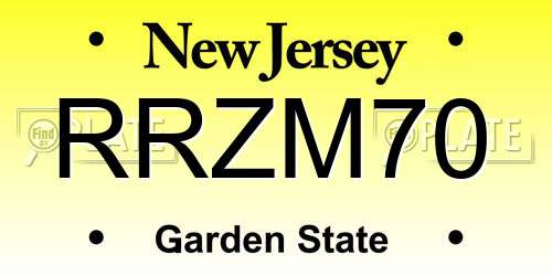 RRZM70 New Jersey License Plate